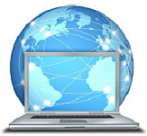 Globe with computer